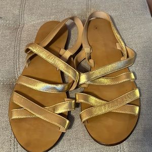 Size 11 J. Crew strappy sandals in gold